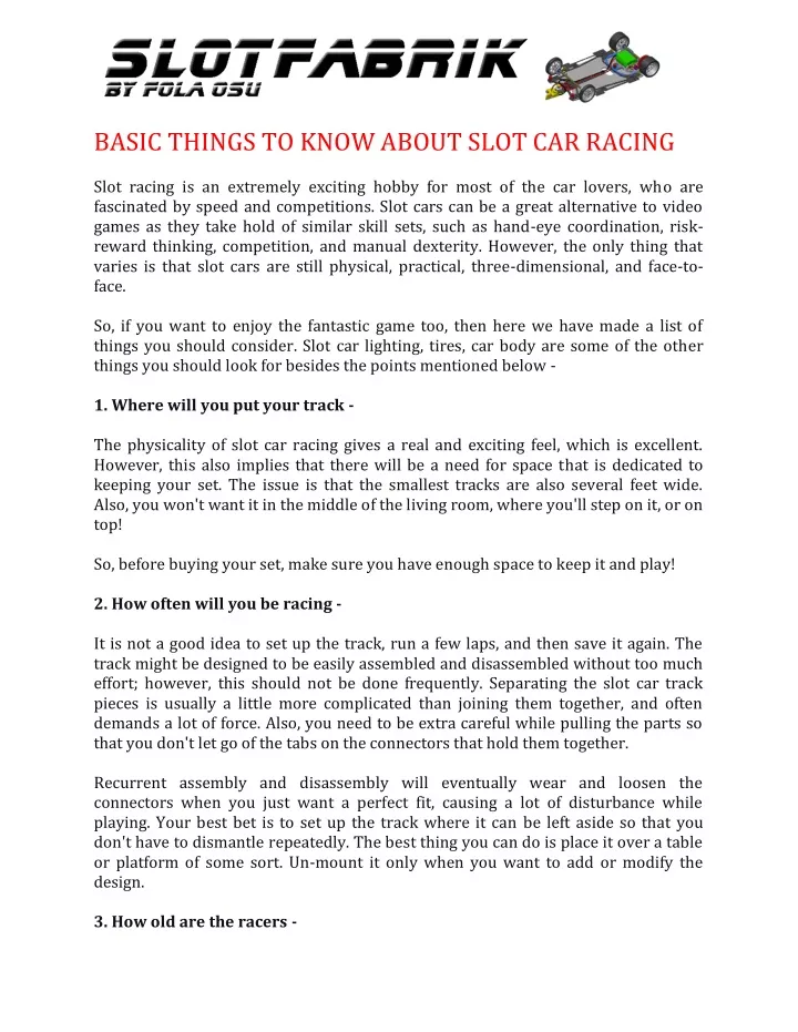 basic things to know about slot car racing slot