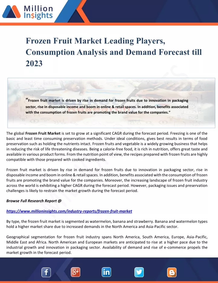 frozen fruit market leading players consumption