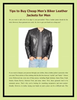 tips to buy cheap men s biker leather jackets