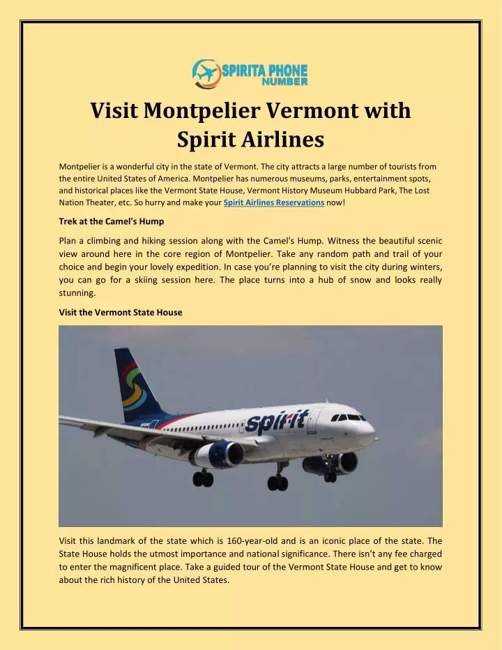 visit montpelier vermont with spirit airlines