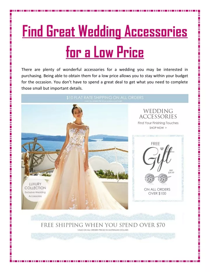 find great wedding accessories for a low price