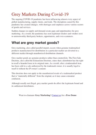 grey markets during covid 19