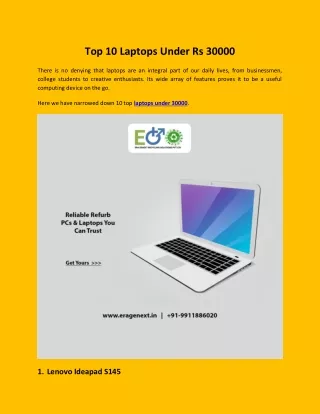 Top 10 Laptops Under Rs 30000