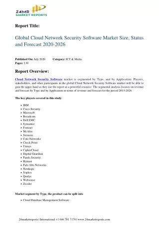 Cloud Network Security Software Market Size, Status and Forecast 2020-2026