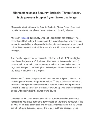microsoft releases security endpoint threat report