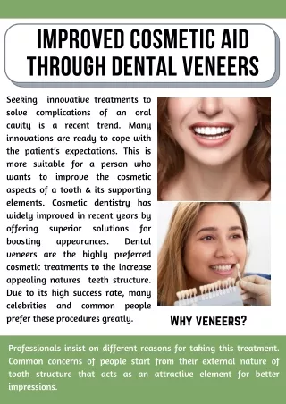 Improved Cosmetic Aid through Dental Veneers