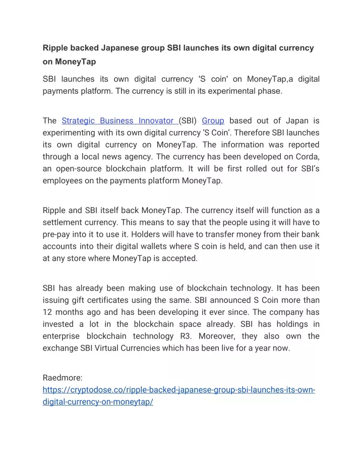ripple backed japanese group sbi launches