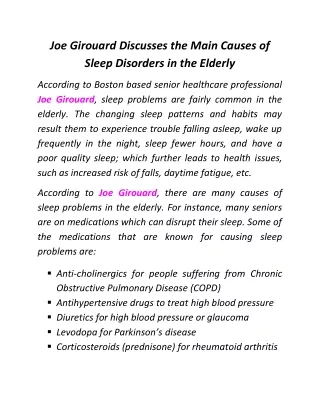 joe girouard discusses the main causes of sleep