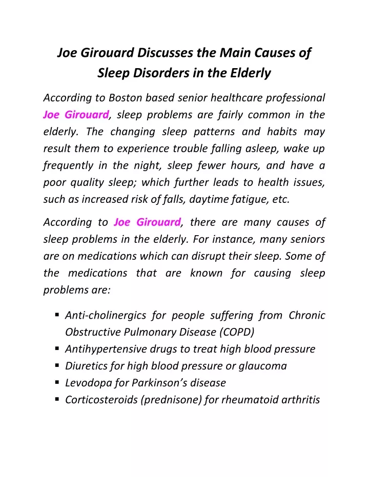 joe girouard discusses the main causes of sleep