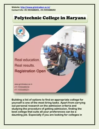 Polytechnic College in Haryana | BCA College in Haryana | BBA Colleges in Haryana
