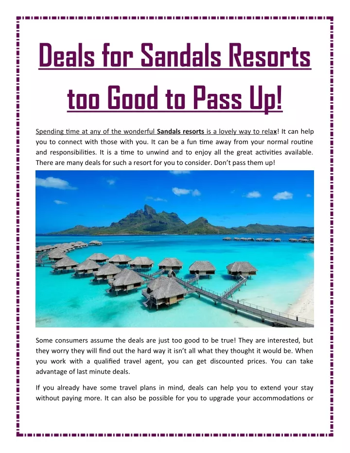 deals for sandals resorts too good to pass up