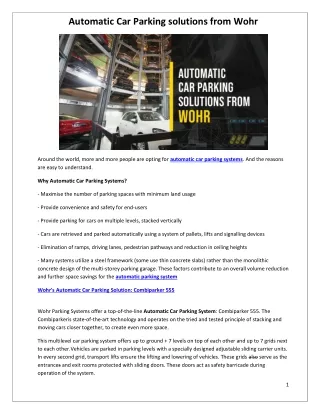 automatic car parking solutions from wohr