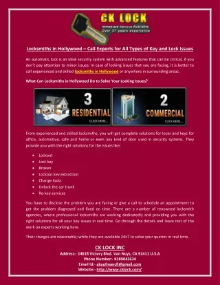 locksmiths in hollywood call experts