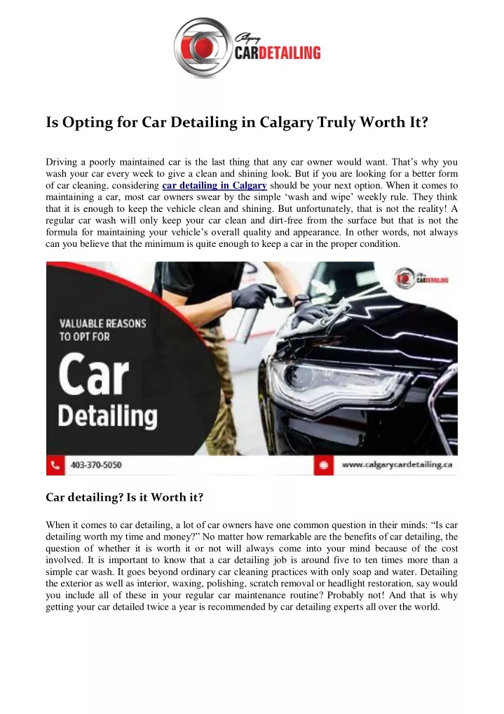 is opting for car detailing in calgary truly