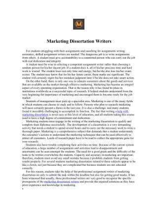 marketing dissertation writers