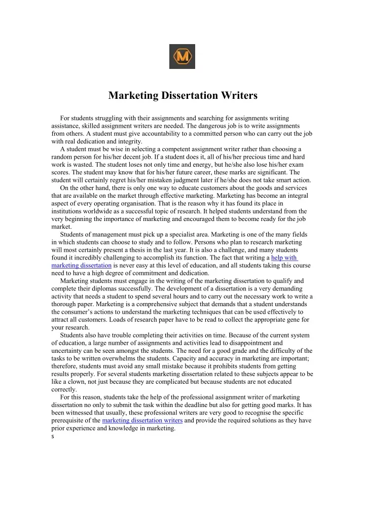 dissertation marketing