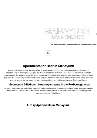 Manayunk apartment buildings