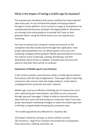 what is the impact of having a mobile