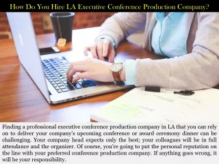 How Do You Hire LA Executive Conference Production Company