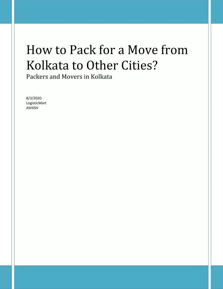 how to pack for a move from kolkata to other