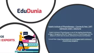Vydehi Institute of Physiotherapy – Courses & Fees | BPT Admission 2020 | EduDunia