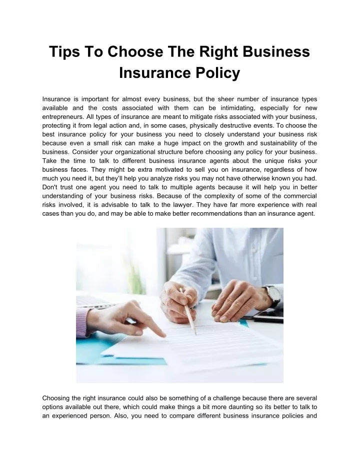 tips to choose the right business insurance policy