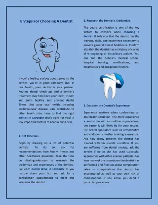 8 Steps For Choosing A Dentist