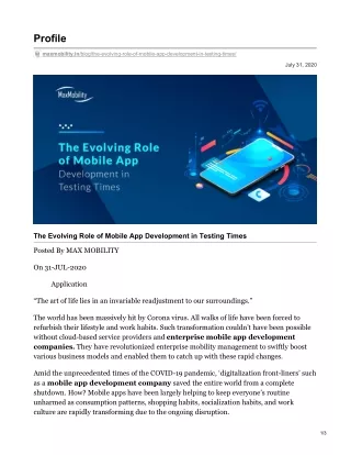 The Evolving Role of Mobile App Development in Testing Times