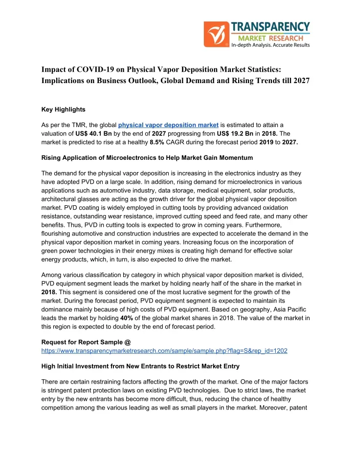 impact of covid 19 on physical vapor deposition