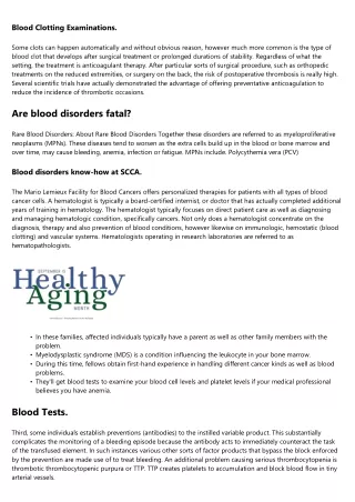 List of Blood Disorders