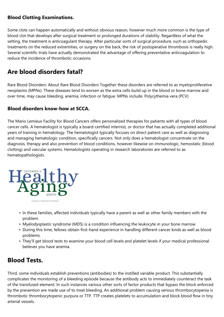 blood clotting examinations