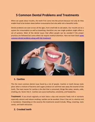 5 Common Dental Problems and Treatments