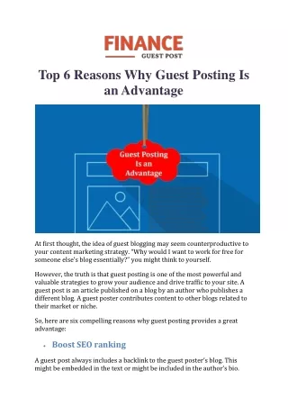 Top 6 Reasons Why Guest Posting Is an Advantage