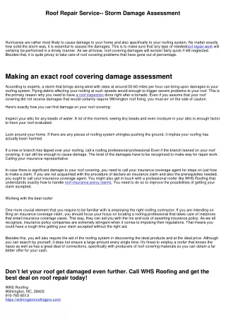 roof repair service storm damage assessment