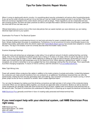 Tips For Safer Electric Services