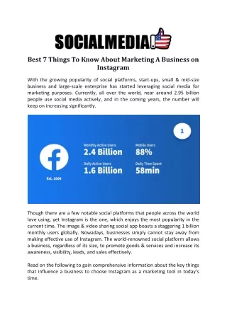 Best 7 Things To Know About Marketing A Business on Instagram