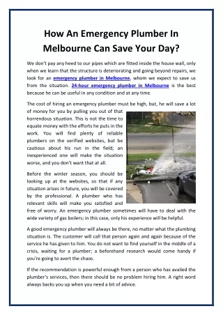 how an emergency plumber in melbourne can save