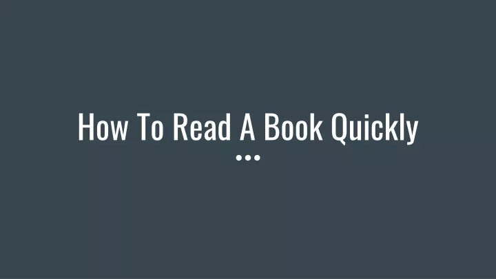how to read a book quickly