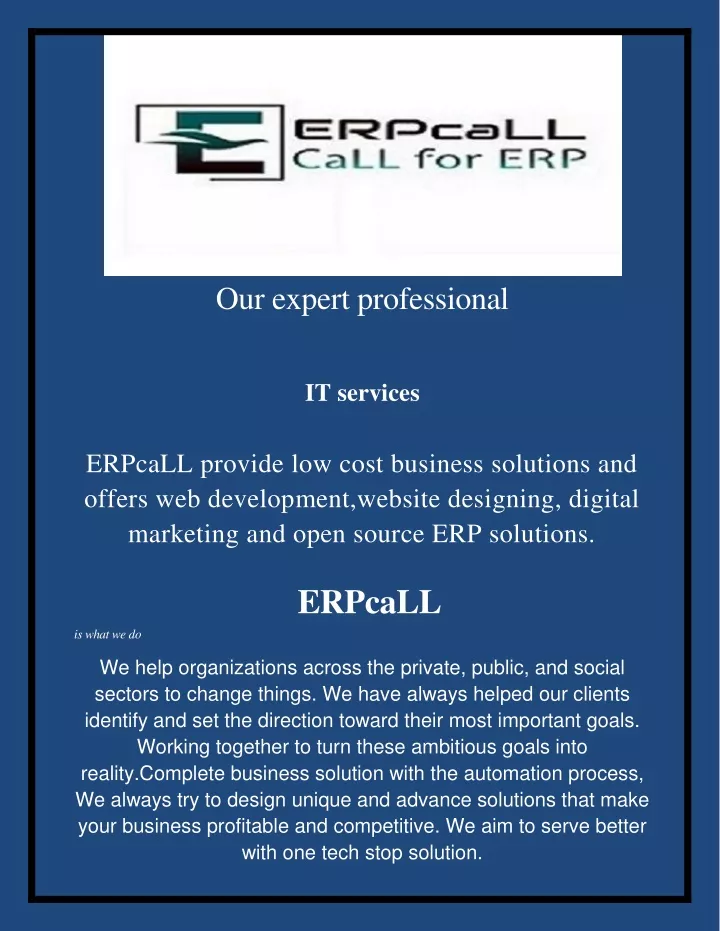 our expert professional it services erpcall