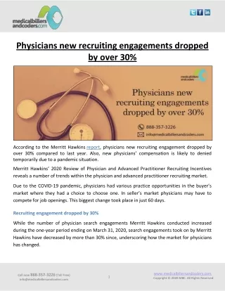 physicians new recruiting engagements dropped