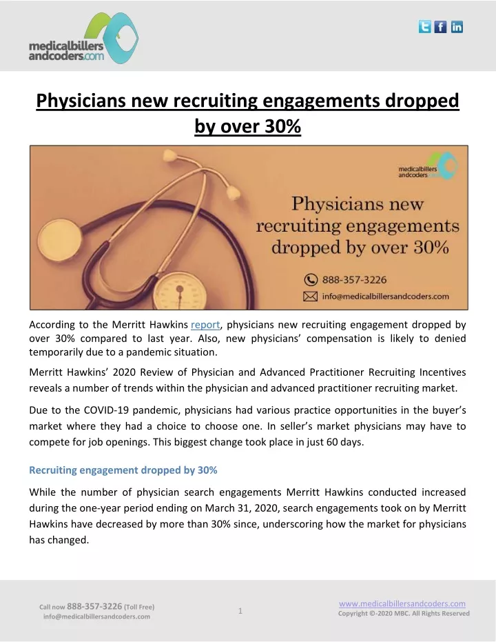 physicians new recruiting engagements dropped