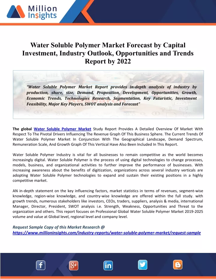 water soluble polymer market forecast by capital