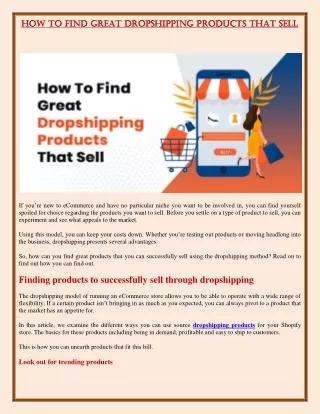 how to find great dropshipping products that sell