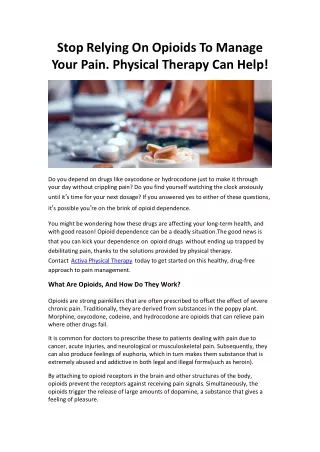 stop relying on opioids to manage your pain