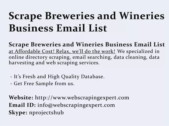 scrape breweries and wineries business email list