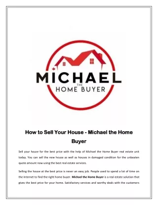 How to Sell Your House - Michael the Home Buyer