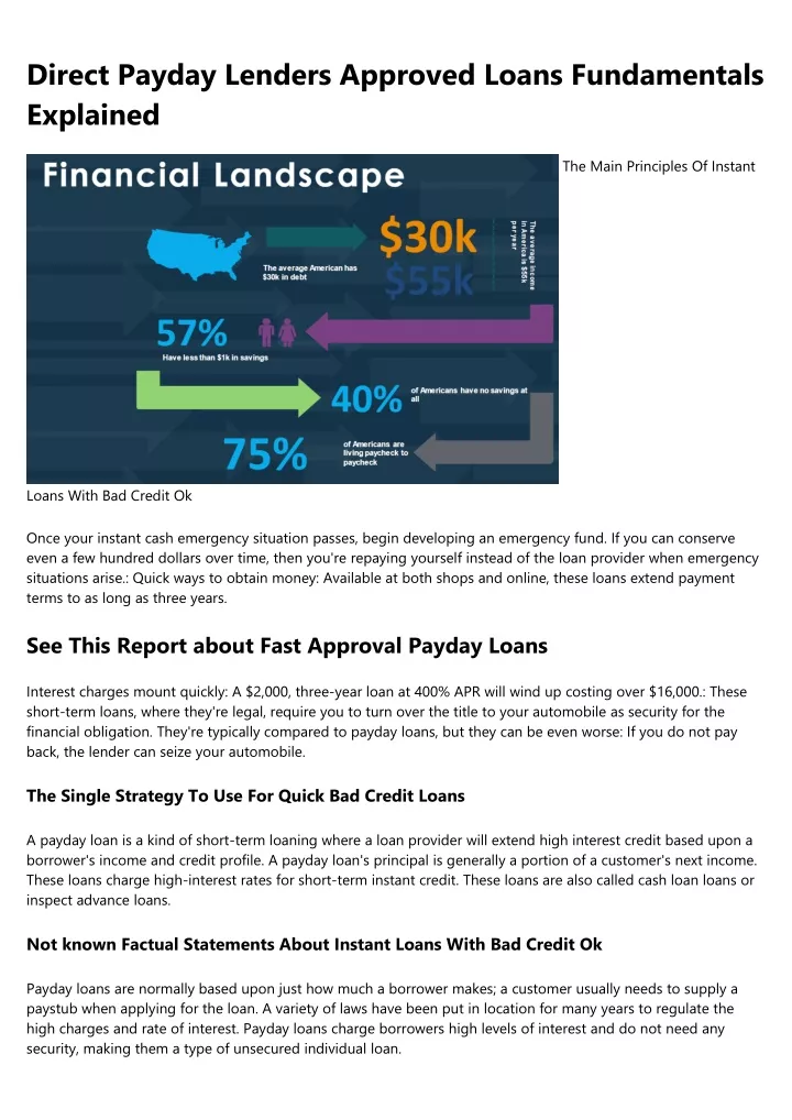 direct payday lenders approved loans fundamentals