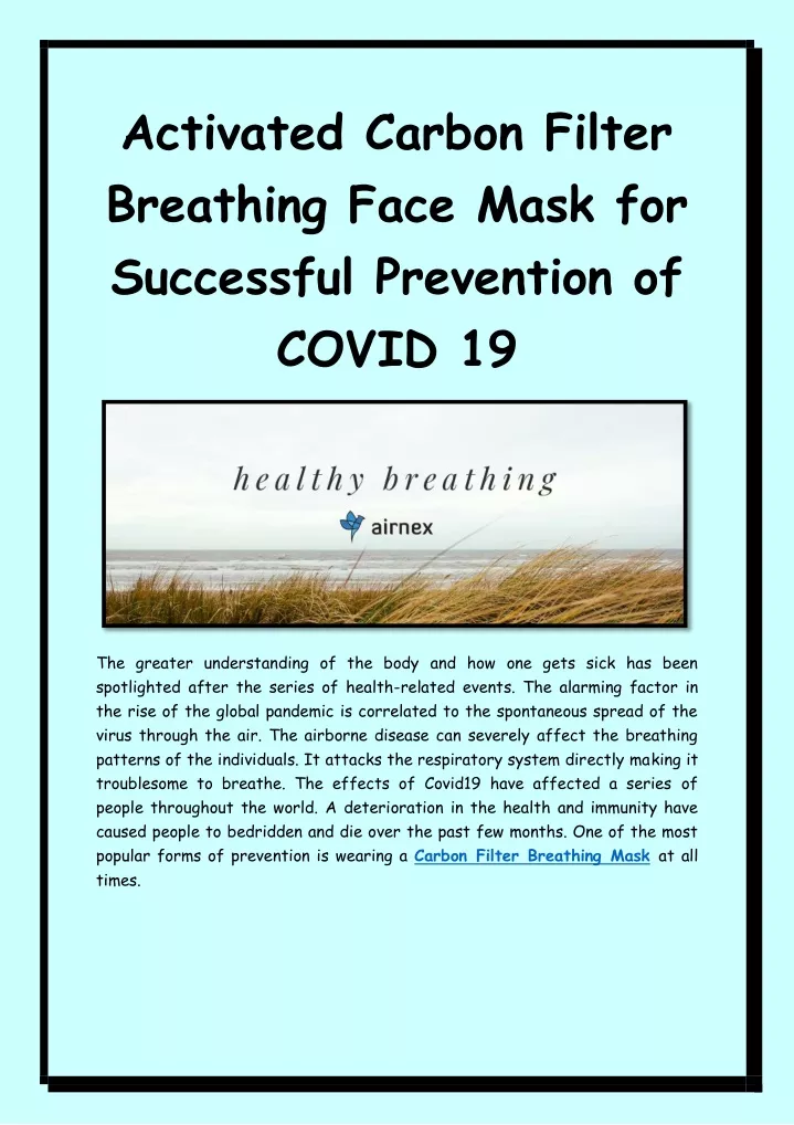 activated carbon filter breathing face mask