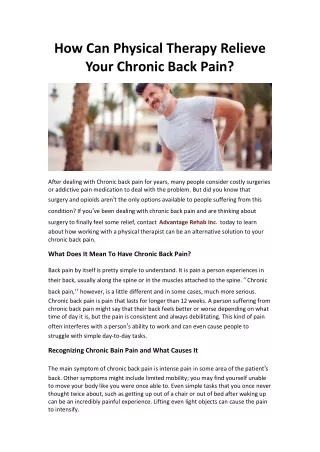how can physical therapy relieve your chronic