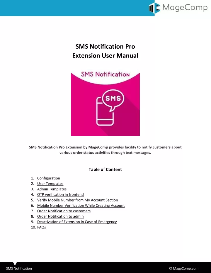 sms notification pro extension user manual